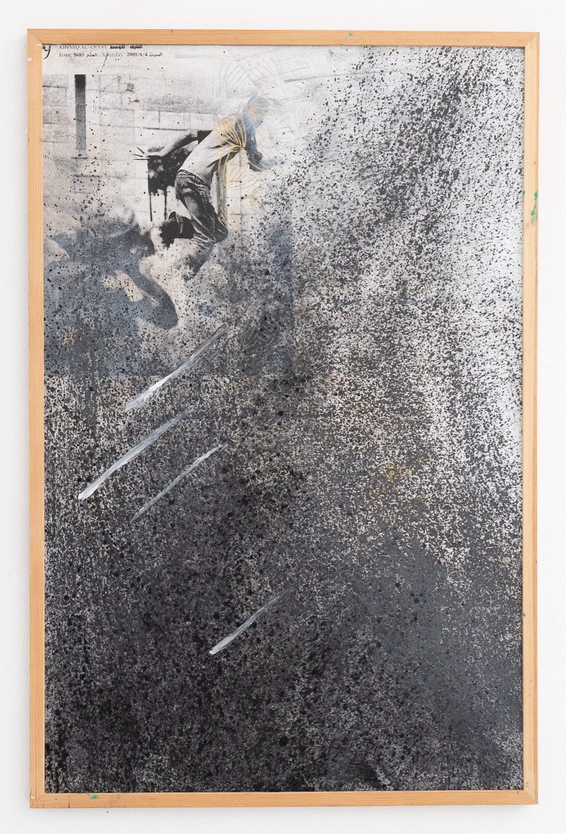 Flucht, 2025, Aus der Gruppe von drei Bildern zum Thema „Politik und Börsenkurse, Gewalt und Gewinn“,