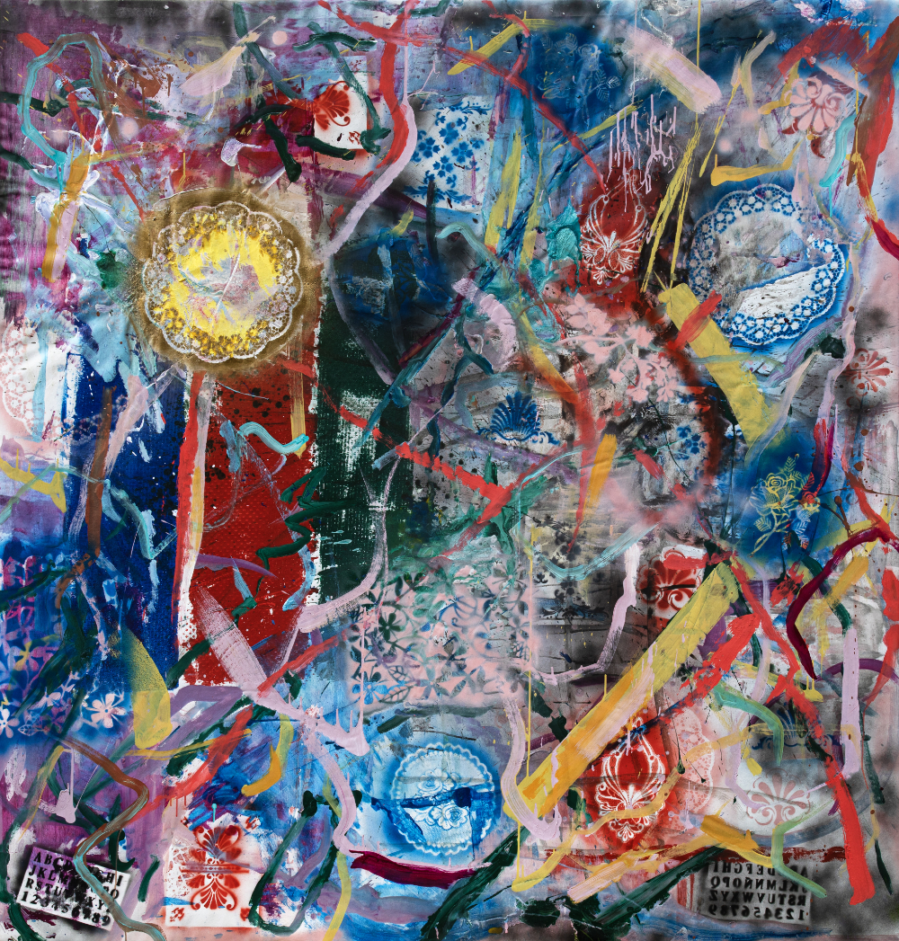 Titanic, 2024 Industriefarben auf Lw 219 x 222 cm Gemeinschaftsarbeit mit Jenny Alten im Rahmen von „Zuspiel-Dialoge wahlweise“, veranlasst vom BBK Brandenburg e. V.